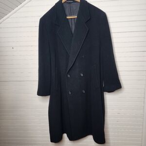 Vintage London Fog Wool Blend Overcoat 44R – Black Classic double-breasted long
